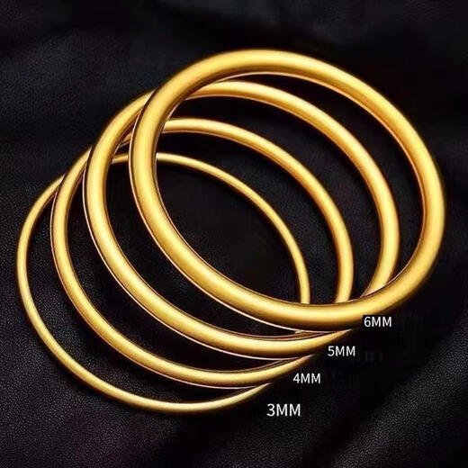Gold-coated silver bracelet, ancient method, simulated gold bracelet, 999 solid bracelet, non-fading, solid gold ring jewelry, 4 mm - inner diameter 58 gold-coated silver, can be re-inspected by a gold store