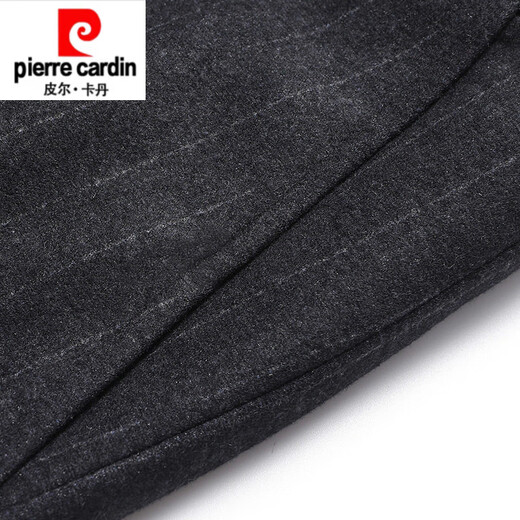 Pierre Cardin high-end men's wool suit striped no-iron suit dress slim business casual middle-aged men's suit thick black and gray striped suit M