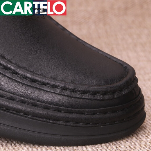 Cardile crocodile men's shoes 2025 genuine cowhide men's leather shoes men's cowhide business casual shoes round toe soft-soled thick-soled shoes black 41