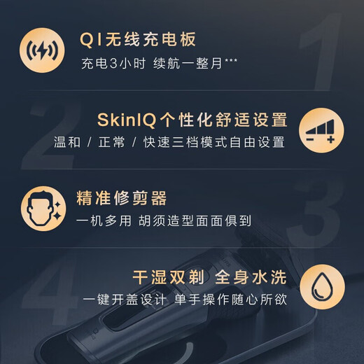 飞利浦（PHILIPS）剃须刀电动 高端奢享SP9系 整机进口 敏感肌适用 男士旋转式刮胡 水感剃须sp9871/13 普通