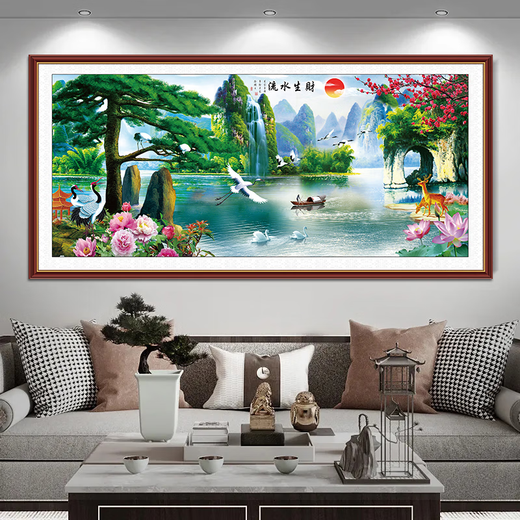 Dincmei Top-Creation Beauty Living Room Sofa Background Decoration Mur Painting Auto-Adhesive Wall Sticker Landscape Peinture 3D Maison tridimensionnelle en trois dimensions et tout Prosperity Wallpaper Mural 20. Flover Water fait de l'argent largeur 202cm-Height 89cm