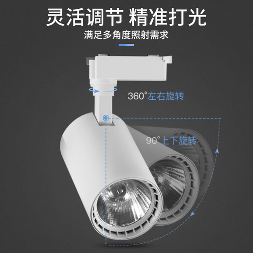 CANMEIJIA LED spotlight track light surface-mounted super bright commercial clothing store exhibition hall background wall track light ceiling ceiling light 40W-black (positive white light)