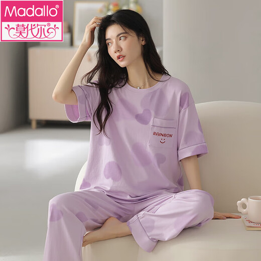 Modal pajamas for women in summer pure cotton short-sleeved trousers thin summer 2025 new half-sleeved summer style for outdoor wear 9713 M