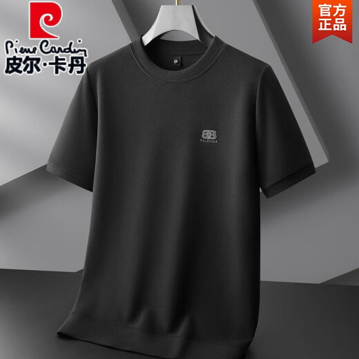 Pierre Cardin Deutsches Velvet Großgröße Herrendicke kurzärmelige T-Shirt im Herbst und Winterrundausschnitt Fett doppelseitig Samt Basishemd Jugend Top T XB702 Weiß L.