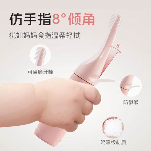 Homeplove Children's Electric Toothbrush 0-3-6 Years Old IF Design Award Voice Reminder Micro-Vibrating Sonic Soft Bristles Fully Automatic Music Small Brush Head Infant Enlightenment Electric Toothbrush 1-3 Years Old Pink (4 Brushes + Wall Mount)