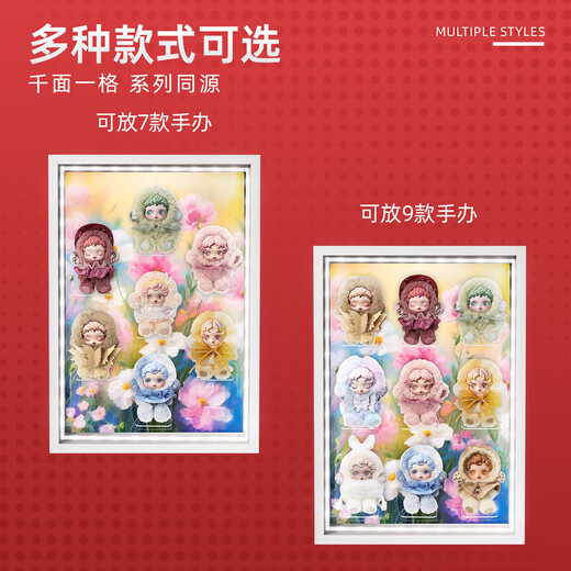 Suitable for Bubble Mart SKULLPANDA Light Weaving Garden Series Plush Doll Pendant SP Blind Box Storage Display Box Light Luxury White - No Light Model 7-Slot Light Weaving Garden Series Display Box 34*48cm (Document Not Included)