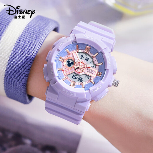 Disney (Disney) sports watch for girls, children, trendy waterproof junior high school girl ins style high school multifunctional electronic watch purple