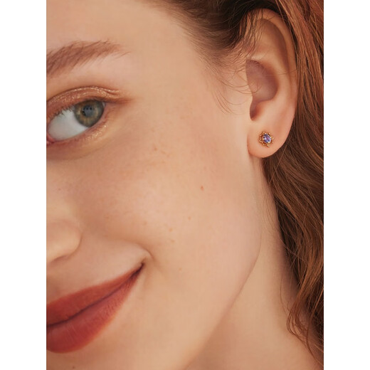 Fat Donglai quality tanzanite earrings niche rhombus silver gold-plated zircon Japanese set Qiunai pair of earrings