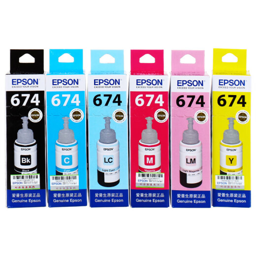 EPSON T674/673 Original Ink L850 L805 L801 L810 L1800 Tintenstrahldrucker 6 Farbkartusche Ink 674LC [Hellblau]