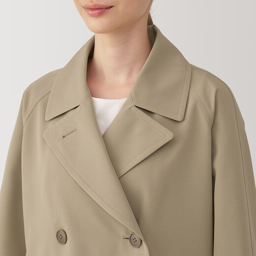 Muji (Muji) Style des femmes, pas facile d'obtenir de l'eau, un manteau à double boutonnage, une veste de ventre, l'automne de mi-longueur, Beige M 160 / 84a