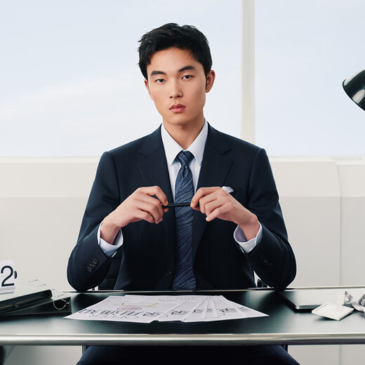 Anniversary Bird suit men's suit, the same style as Wu Lei star/first set in life, golden wool anti-wrinkle easy-care trousers, mineral blue (navy) 48 B (175/100) / please note waist or pants