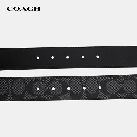 蔻驰（COACH）腰带皮质经典商务皮带双面礼盒装男士礼物 【窄版 黑灰老花针扣】CY983 QBM