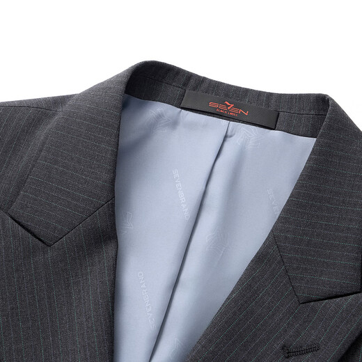 Qipai men's double-breasted suit men's spring and summer new business striped suit vest three-piece set including wool 0920 127C7092A-dark gray 46 (170/92B)