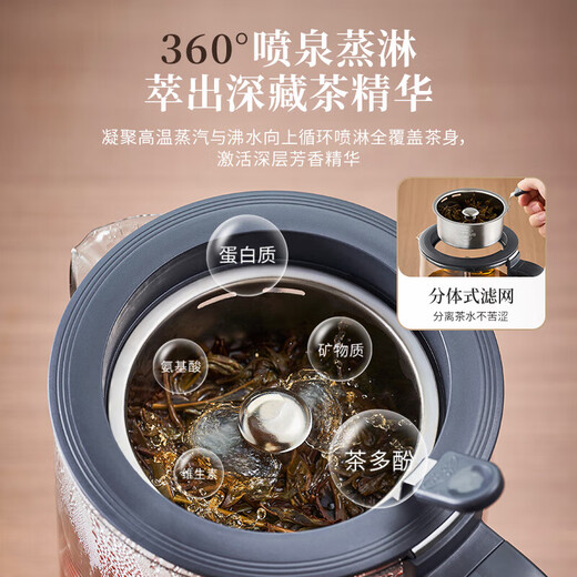 Bear Health Pot Tea Maker 316L Stainless Steel High Temperature Spray Tea Maker Boil Kettle Tea Maker Integrated Microcomputer Intelligent Control 1.2L Household Separate Filter ZCQ-D12Z5 316 Stainless Steel 1.2L