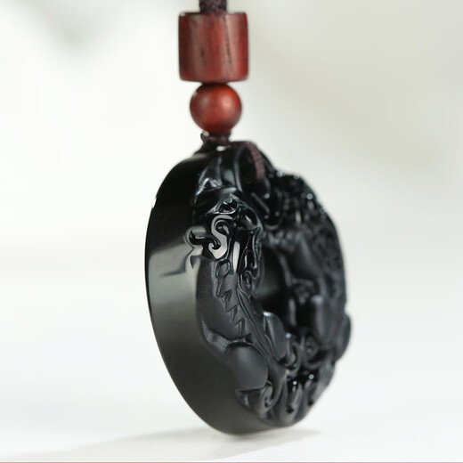 Phoenix Jewelry Natural Obsidian Pixiu Peace Buckle Pendant Men and Women Jade Pendant Jade Necklace Holiday Birthday Gift