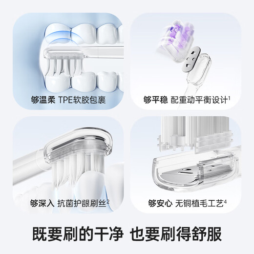 Laifen sweeping vibration electric toothbrush brush head new cushioning brush head (ABS+TPU material) 6 pieces cushioning and whitening (available for 18 months)