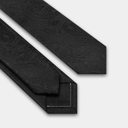 NEWFIONA TIE Men's Black Formal Business Camiseta informal de mano tocando a mano un regalo de moda británico Dando un estilo de cremallera de novio sin golpear flor de anacardo negro [estilo de cremallera de 7 cm]