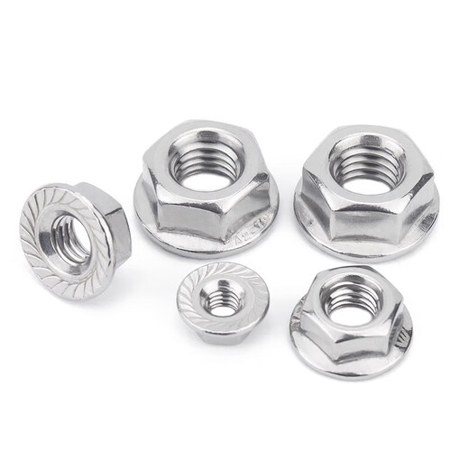 Jinchao 201/304 stainless steel flange nut 316 anti-slip locking cap fine hexagonal counter-tooth padded anti-loosening nut M10 (5 pieces) Dacromet