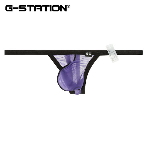 G-STATION ultra-thin, silky and comfortable STC sexy men's thong, highly transparent, breathable, quick-drying, tight-fitting, small size, black M (Japanese size, small design)