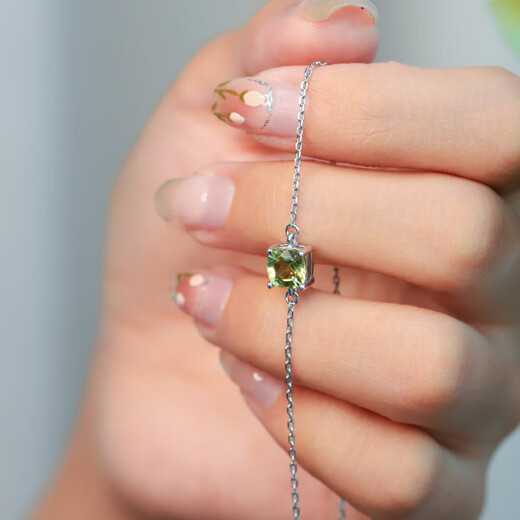 Jinxu 85-point green peridot bracelet for women, 925 silver colored jewelry, classic and exquisite, popular ins for girls’ birthday gifts