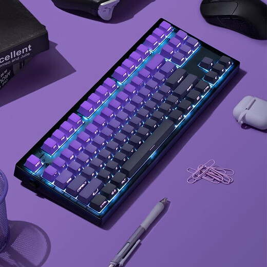 
Belly Spirit mk870pro Blackberry side engraving mechanical keyboard Bluetooth wired wireless customized computer game silent office [single mode] Obsidian Pro + purple Qi Donglai Qingxun 87 keys