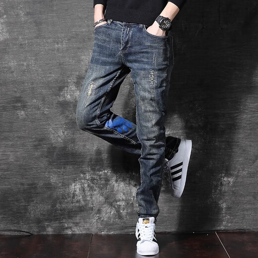 Cotton American Retro Retro Heavyweight Jeans Herren Spring Neue High-End-Marke Komfortable lose Hosen Männer 1048 Schwarz Größe 28