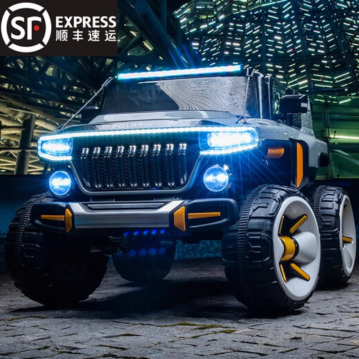 Weibet children's remote control car off-road vehicle parent-child children's electric car four-wheeled adult Hummer baby toy car gray/12V23A Chaowei battery/soft wheel/550 motor