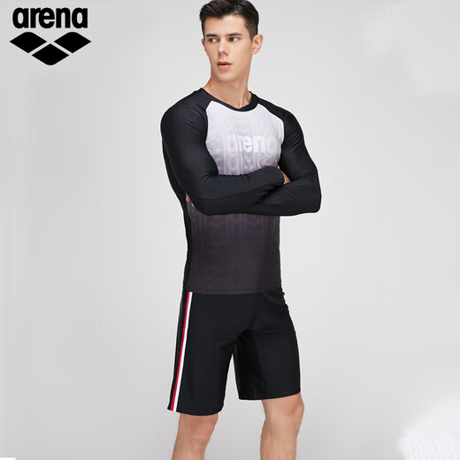 Arena arena traje de baño para hombres diseño de manga larga protección solar surf de altura alta y cómoda traje de baño top 5010 negro l