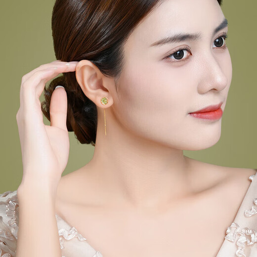 Chao Acer Flower Rhyme Yellow 18K Gold Ear Wire Earrings Women's Colorful Gold Earrings for Girlfriend's Birthday Gift Lotus Single Style