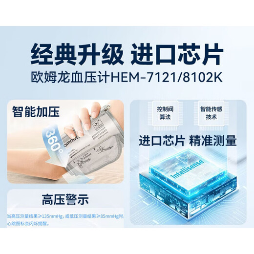 Omron blood pressure monitor upper arm household medical grade high-precision intelligent pressurized electronic blood pressure measuring instrument HEM-8102k blood pressure monitor 8102k + original power supply + storage bag + arm strap battery