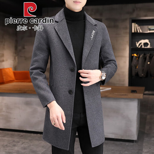 Pierre Cardin doppelseitige Wolljacke koreanischer Stil für Männer im koreanischen Stil für Männer im koreanischen Stil, der gelegentliche Kurzwollmantel Trendy Windbreaker Workwear Girl Jacket Top [Vatertagsgeschenk] 8816 Gray M.