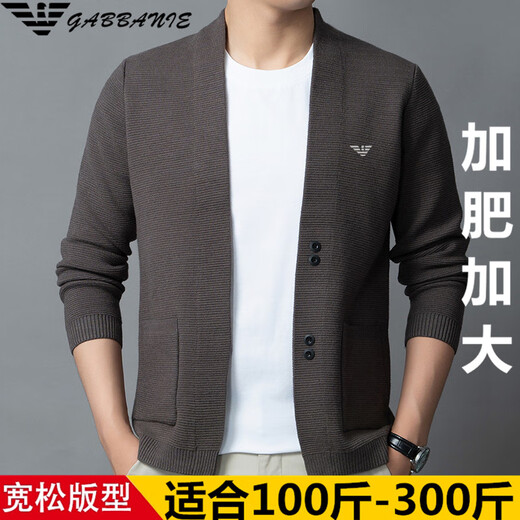 FALAMONE 2025 new plus size plus size fat men's daddy loose jacket men's cardigan sweater outer black 2XL 180