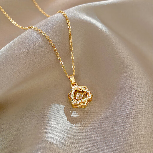 Moving pendant, smart six-pointed star necklace, light luxury niche design, women's autumn and winter clavicle chain accessories, smart six-pointed star necklace (A450)