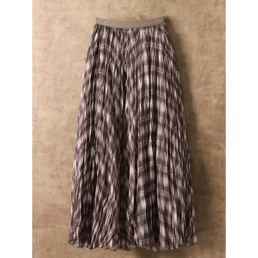 Light luxury British plaid skirt for women 2025 autumn new a-line skirt high-end pleated skirt mid-length skirt blue one size fits all recommended 80-155 Jin Jin equals 0.5 kg