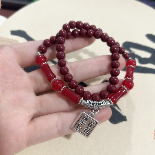 双层6件套中式平安国风双圈小众手链串珠2024情侣新款手串手饰 M757【双层酒红百无禁忌手链】