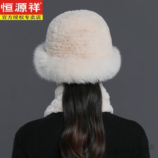 
Hengyuanxiang fur hat women's winter warm fox hat thickened mom Korean style fashion remnant rabbit fur top hat autumn and winter bean paste one size (hat + scarf)