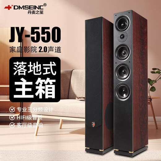 丹麦之笙（DMSEINC）2.0声道家庭影院落地音箱 客厅环绕音响电视音响 HIFI三分频无源音响 木质前置音箱搭配功放组合 JY-550主箱+A-999功放