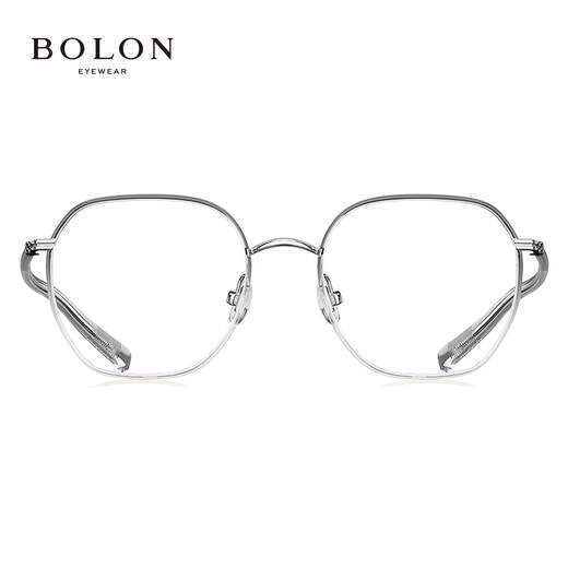 
BOLON Tyrannosaurus glasses myopia glasses frame polygonal large frame retro casual optical frame for men and women BJ6173 B19 Silver-transparent gray progressive frame [+0 yuan] with anti-blue light lens 0 degrees
