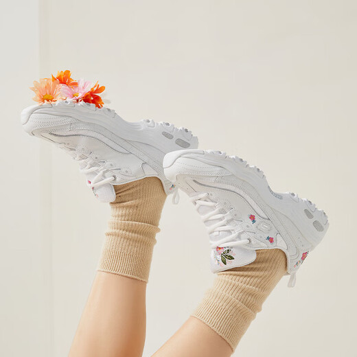 
SKECHERS women's shoes sneakers embroidered panda shoes fashion retro versatile dad shoes thick sole heightened casual shoes 11977