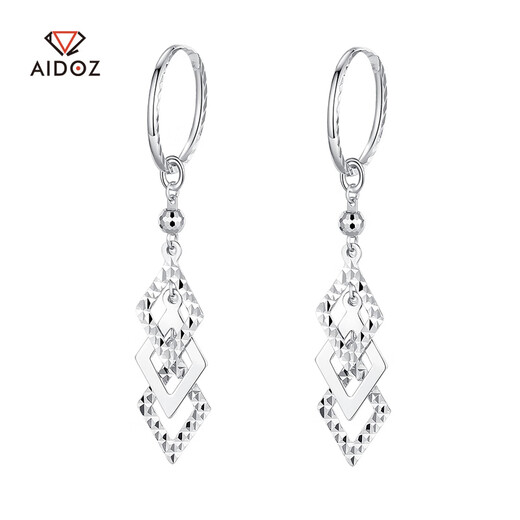 Aido Diamond pt950 platinum rhombus earrings for women, long platinum geometric ear hooks, versatile earrings, earrings, a pair of 3.3-3.5 grams