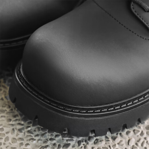 Bo Na Ling Derby Shoes Men's Leather Shoes Heightened Black Martin Boots Low-top British Style Sports Big Toe Men's Casual Leather Shoes Business Carbon Black Casual Leather Shoes Matte Surface 40 (It is recommended to take one size smaller)