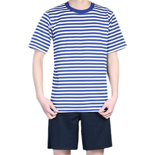 
Jihua special training physical fitness suit T-shirt shorts suit short sleeve quick-dry men's T-shirt military training breathable sea soul suit blue and white T-shirt summer sea single top 165-17084-88