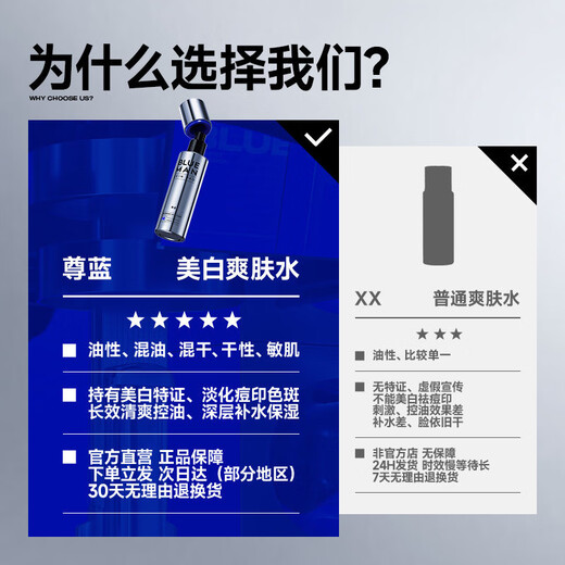 尊蓝男士美白爽肤水补水保湿细毛孔控油提亮清爽润肤护肤品套学生男友 美白爽肤水100ml+美白洁面乳120g