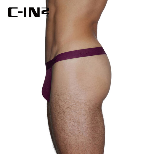 C-IN2 men's thong hip-raising hollow mesh hip-raising U-convex low-waist sexy single thong 5702TY 528 purple 1 pair S suitable for 2 feet 1-2 feet 3 waist (28-30)