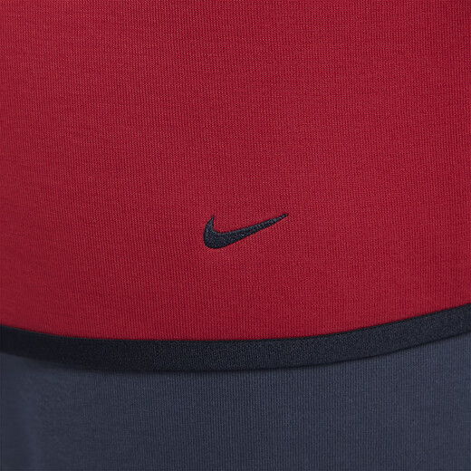 耐克（NIKE）官方男子连帽衫秋季卫衣针织休闲叠搭舒适拉链口袋HV0950 687健身红/黑 L