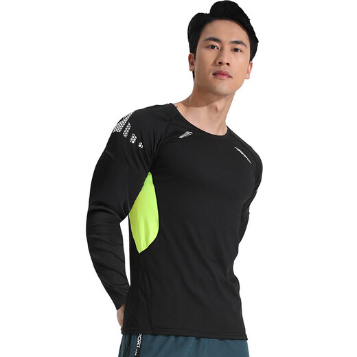NIUKAILE running long-sleeved T-shirt men's spring and summer quick-drying breathable tight-fitting basketball sports training casual sports fitness top sci-fi long-sleeved XL