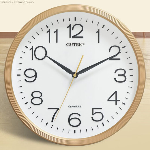GUTEN mute clock living room modern simple round quartz wall clock conspicuous large font wall clock 3880 wood grain diameter 40 cm Others