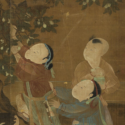Song PU Zao Bilder Infant Play Bilder alte Gemälde berühmte Gemälde kopieren antike Gemälde Dekorative Gemälde hängen Gemälde Song Bo alte Gemälde 11143 30 x 40 cm (Größe des Malers) montierte milchige weiße Schriftrolle (Reispapiermaterial