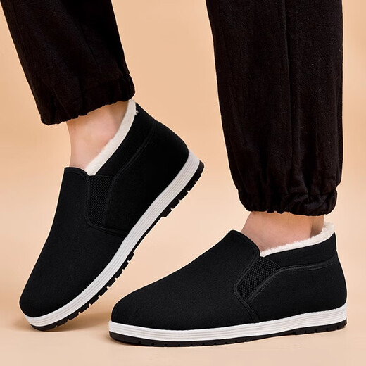 Old Beijing cotton shoes, winter men's shoes, cloth shoes, thickened with velvet, high tops, warm, anti-slip, slip-on men's shoes for the elderly, wool style high-top cotton shoes, will soon rise back to 78 yuan 41
