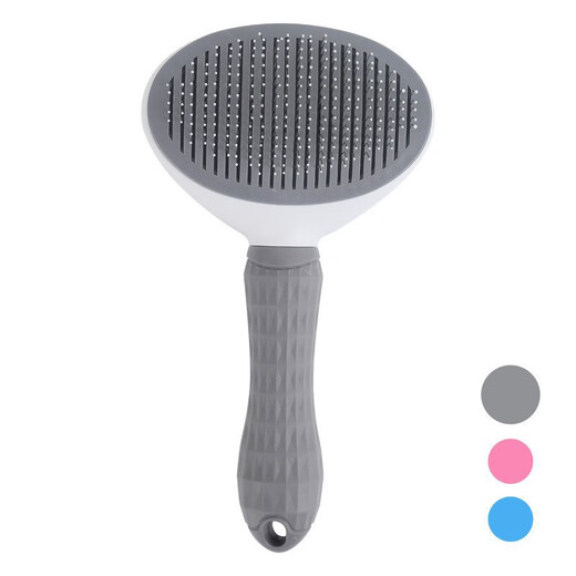 Comb to remove fleas for dogs, self-removal pet cat comb to remove floating hair, needle comb, flea brush, cat cleaning tool, minimalist gray, one-click self-cleaning, protective beads